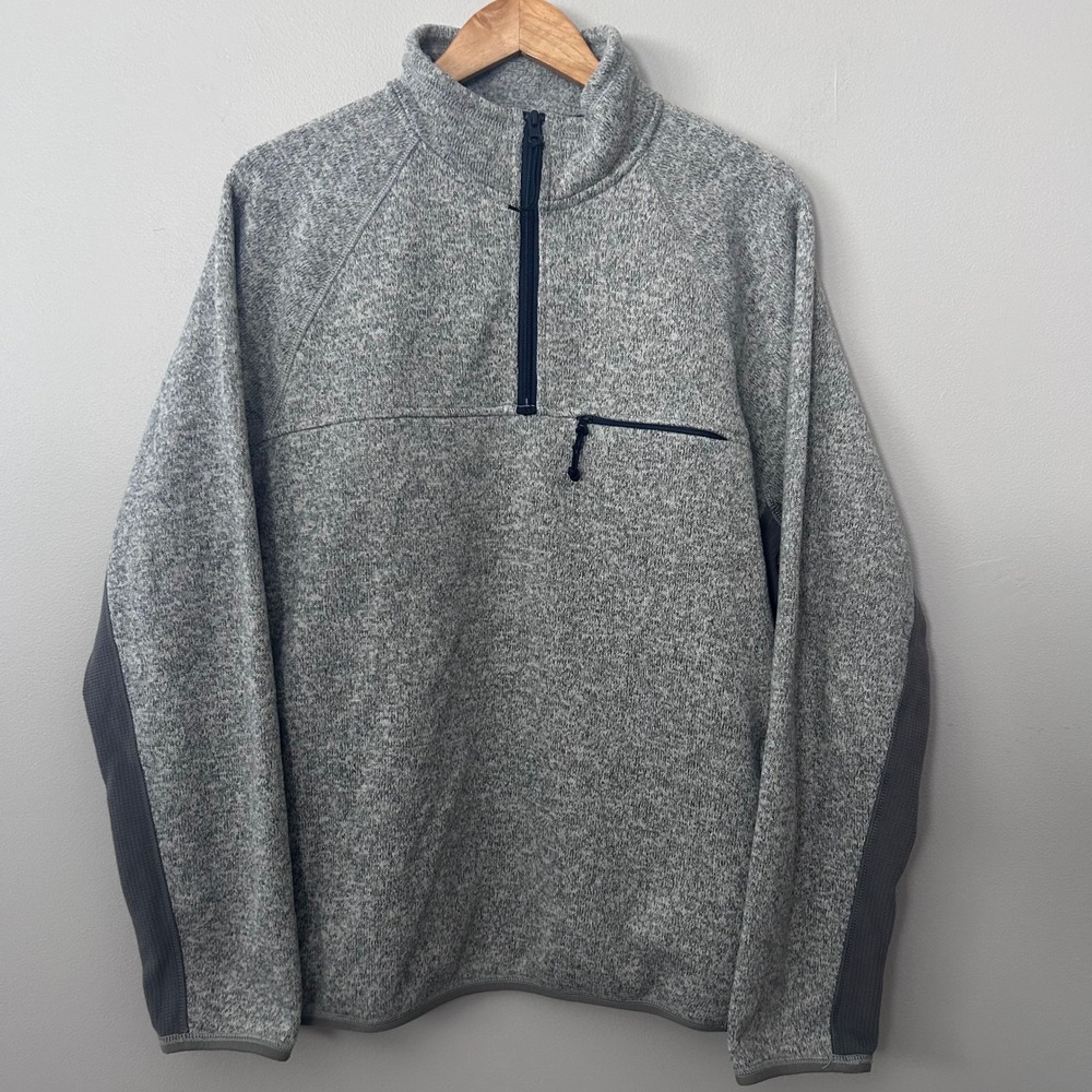 J Crew Nordic Polartec Fleece Mens XL Gray 1/2 Zip Sweater Outdoor Pullover
